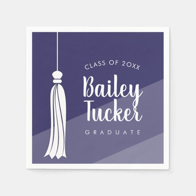 Tassel auf Navy Blue Ombre Graduierungspartei Napk Serviette (Vorderseite)