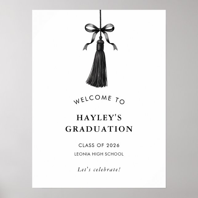 Tassel Black Bow Graduation Party Welcome Poster (Vorne)