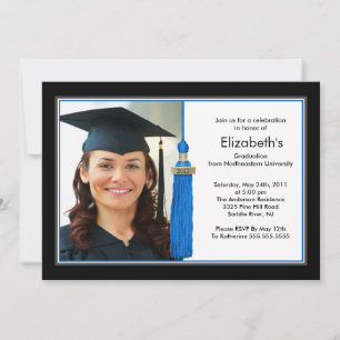 Tassel Foto Abschluss Einladung Black & Blue