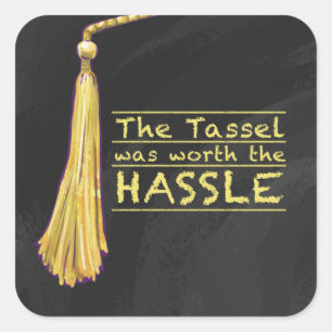 Tassel Hassle Gold Quadratischer Aufkleber
