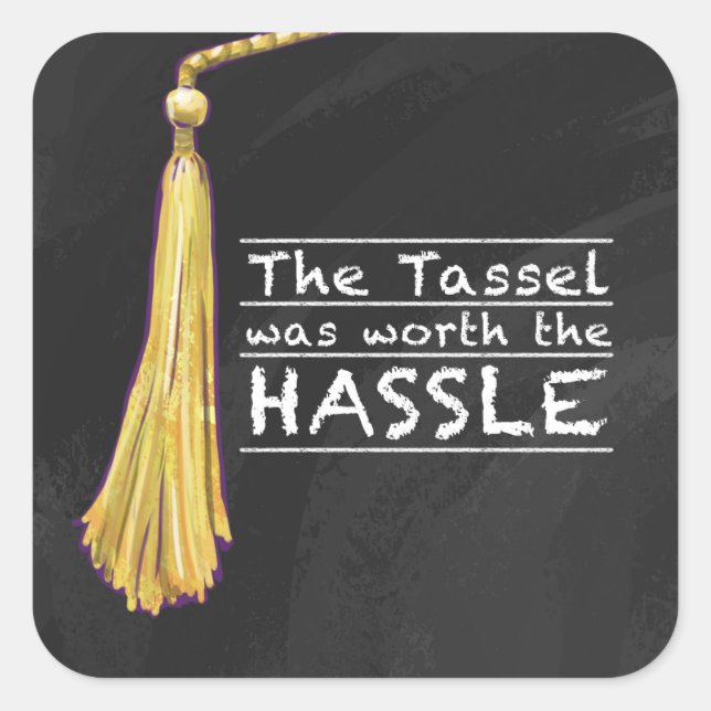Tassel Hassle Silver Quadratischer Aufkleber (Vorderseite)