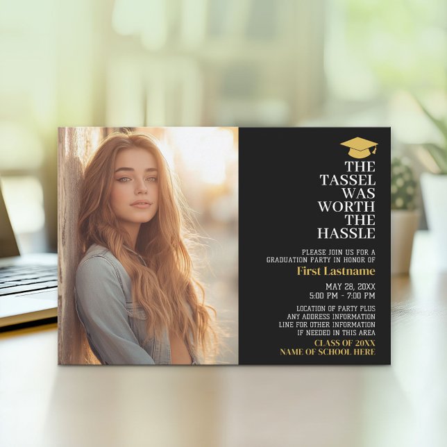 Tassel war das Hassle - Foto - Grad Party wert Einladung (Graduation Announcement and Invitation)