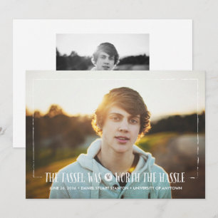 Tassel wert Hassle in White Grad Ankündigung