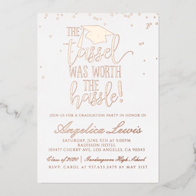 Tassel Worth The Hassle Abschluss Folieneinladung (Vorderseite)