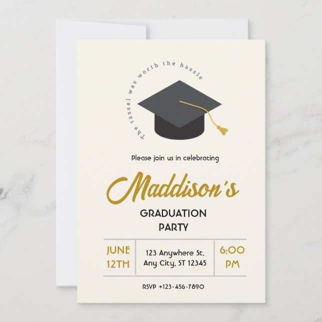 Tassel Worth the Hassle Graduation Invitation (Devant)