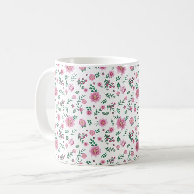 Tassen mit vielen rosa Rosen (Vorderseite Links)