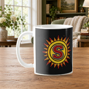 Tassen-Monogramm Buchstabe S Comic-Sonnenstrahl Kaffeetasse