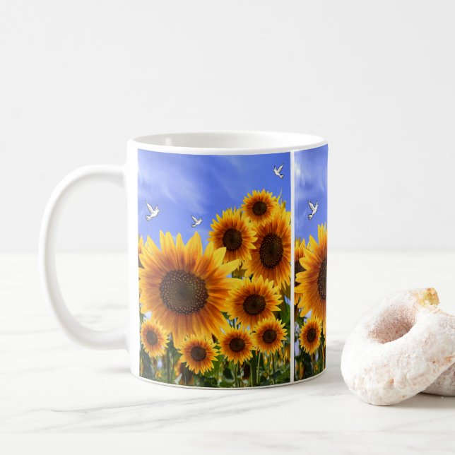 Tassen Sonnenblumen (Mit Donut)