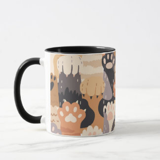 Tasses à café à deux tons avec empreintes de patte