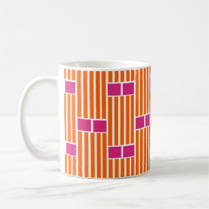 Tasses à café Lignes oranges et boîtes roses