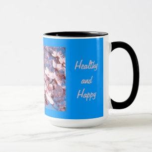 Tasses à café Maman Bio Ciel Bleu Fleurs Roses