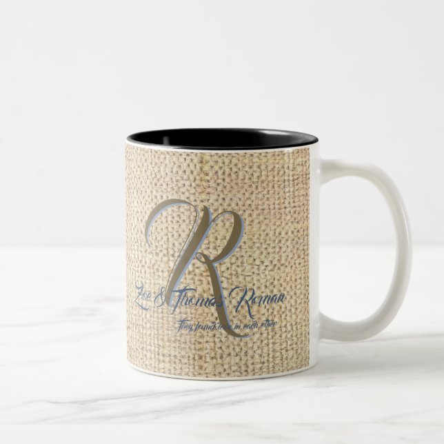 Tasses à café mariage beige personnalisées (Droit)