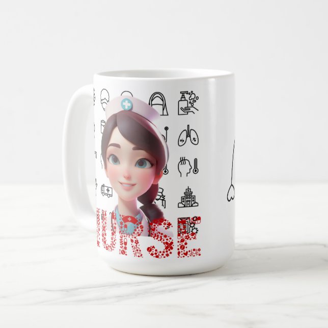 tasses à café sur le thème de l'infirmière pour le (Devant gauche)