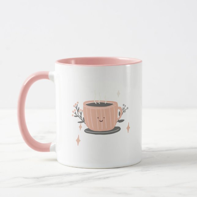 Tasses à café texturées roses et Mugs (Gauche)