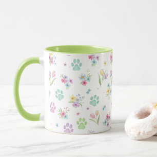 Tasses aux empreintes de pattes à l'aquarelle et f