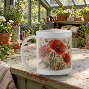 Tasses Collage de Fleurs Pressées de Coquelicots P
