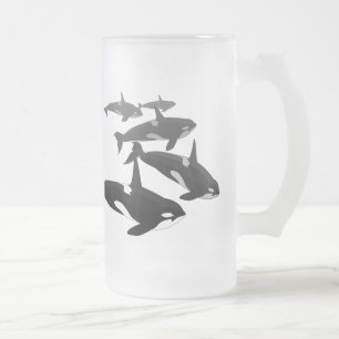 Tasses de bière en verre d'épaulard en verre de