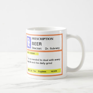 Tasses de café drôles de prescription de bière