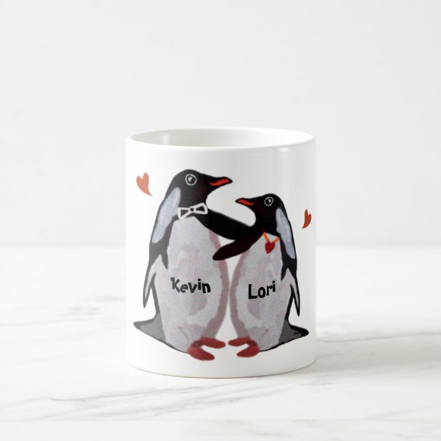 Tasses de couples d'amour de pingouin (Centre)