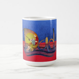 Tasses de cru de pêche de père et de fils