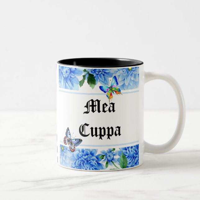 Tasses de thé florales humoristiques de montant (Droit)
