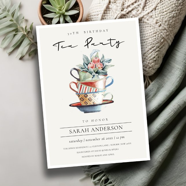 Tasses empilées N'importe quel âge Invitation de f (Créateur téléchargé)