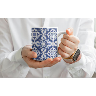 Tasses en céramique à carreaux méditerranéens flor