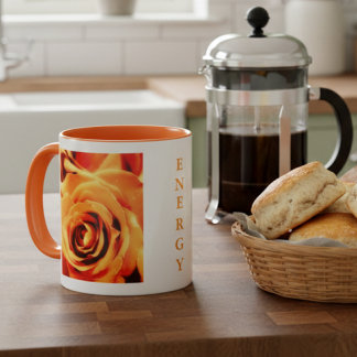 Tasses Énergie Roses Jaunes 11oz Deux Tons Orange