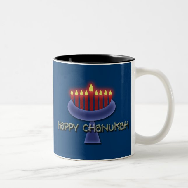 Tasses et tasses de café heureuses de Chanukah (Droit)