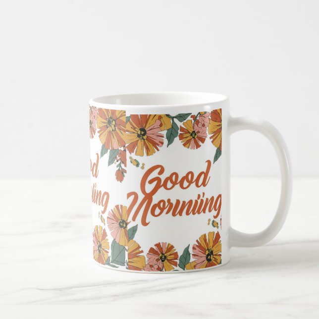 tasses personnalisées ou motifs floraux bonjour (Droite)