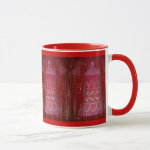 Tasses roses de cadeau d'ornement de Noël de