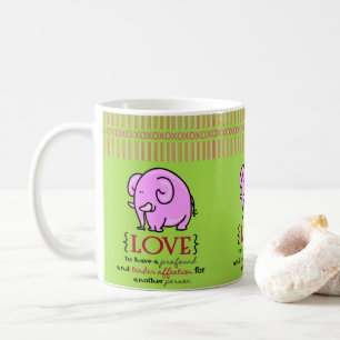 Tasses vert éléphant rose de la Saint-Valentin