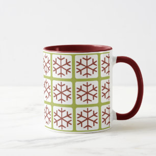 Tasses vertes rouges de vacances de motif de