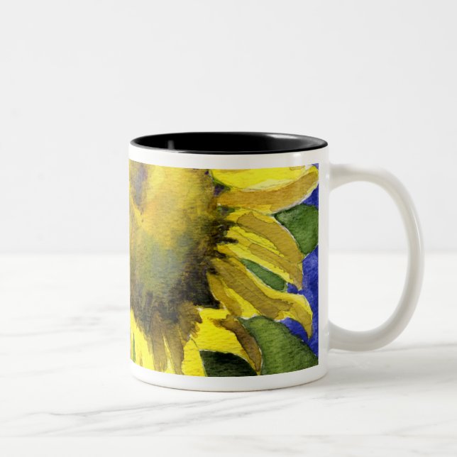 Tassewatercolor-Kunst der Sonnenblume-04 malende Zweifarbige Tasse (Rechts)