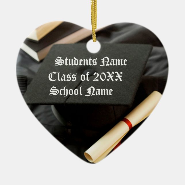 Tassle Cap Diploma Abschluss Keramikornament (Vorne)