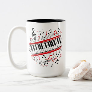 Tastatur Klavier Kunst "Tastatur Noten" Musiker Zweifarbige Tasse