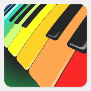 Tastatur-Musik-Party-Farben Quadratischer Aufkleber
