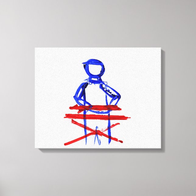 Tastatur-Player-Stick Kontur rot blau Ausschnitt Leinwanddruck (Vorderseite)
