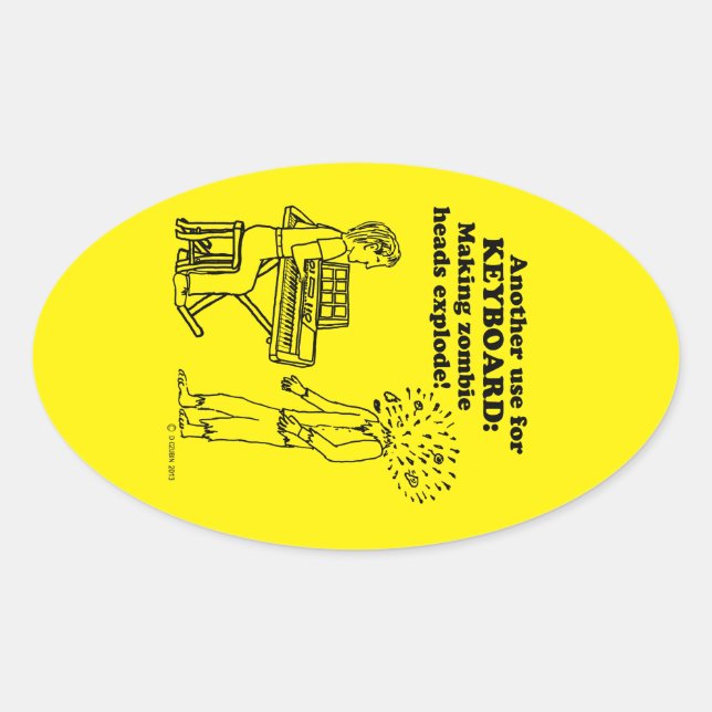 Tastatur Zombie Explode Oval Sticker (Vorderseite)