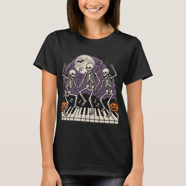 Tastatur zum Tanzen von Skeletten | Funny Music Te T-Shirt (Vorderseite)