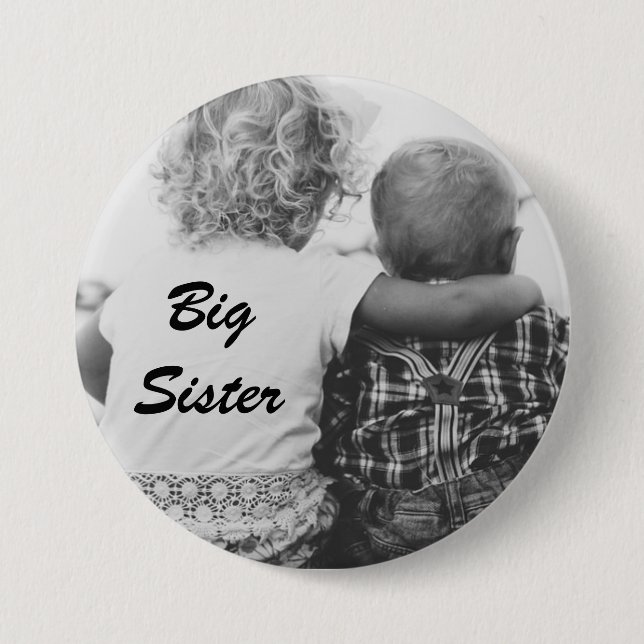 Taste für Big Sister Black und White Foto Button (Vorderseite)