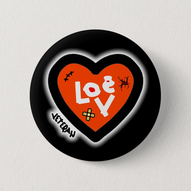 Taste für Veteranenherz (weiß Liebe) Button (Vorderseite)