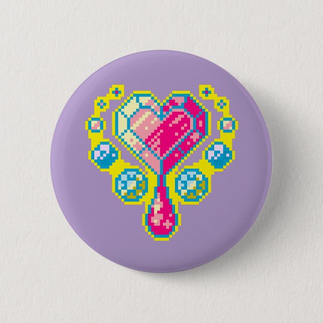 Taste "Herzgem Pixel Art" Button (Vorderseite)