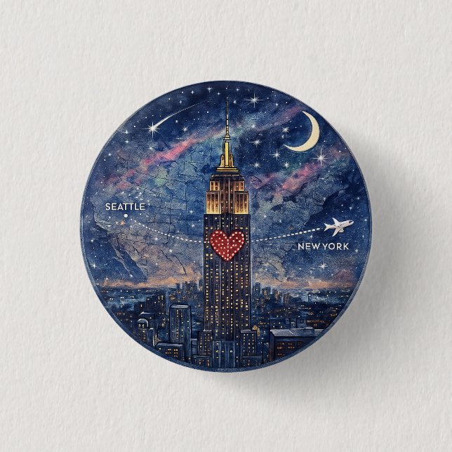 Taste NYC bis Seattle Knopf Button (Vorderseite)