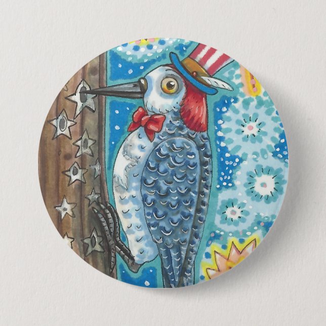 TASTE "PATRIOTIC WOODPECKER & FIREWORKS" BUTTON (Vorderseite)