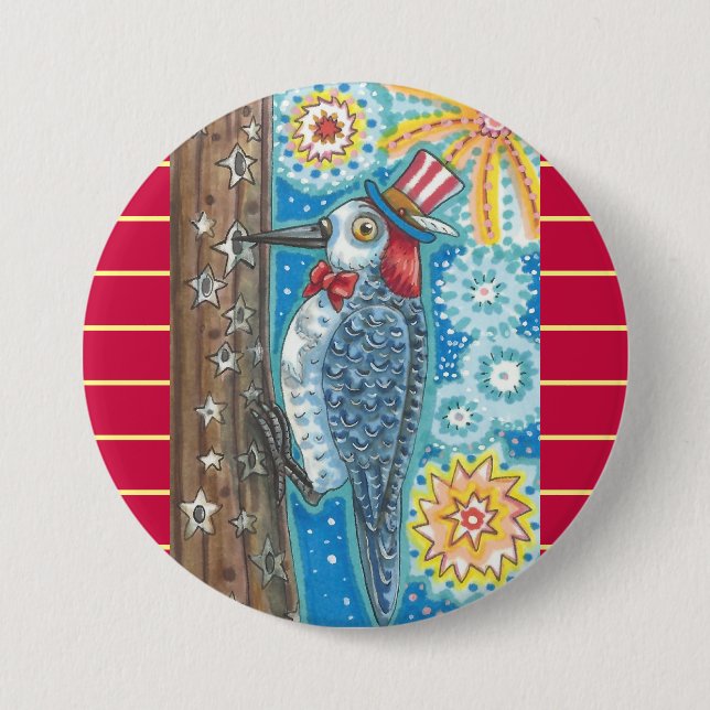 TASTE "PATRIOTIC WOODPECKER & FIREWORKS" BUTTON (Vorderseite)