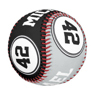 TASTE RUNDE Streifen Schwarz-weiß + Text Baseball