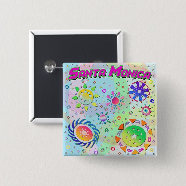 Taste "Santa Monica Seven Suns & Energy" Button (Vorne & Hinten)
