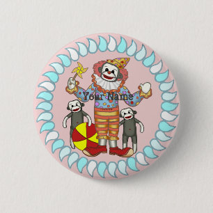 Taste Sock Monkey Clown Button
