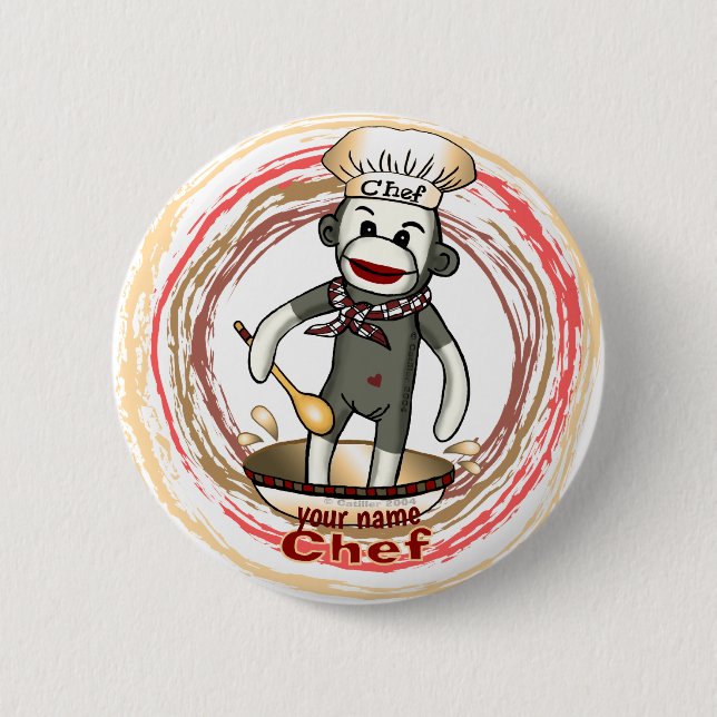 Taste Sock Monkey Koch Button (Vorderseite)
